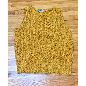 Vintage Sarah Taylor Vest Sweater Women's L Yellow Cable‎ Knit Pullover Vest